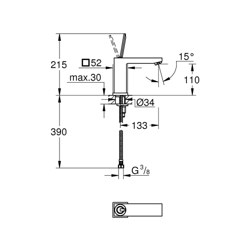 Змішувач для раковини Grohe Eurocube Joy 23658000