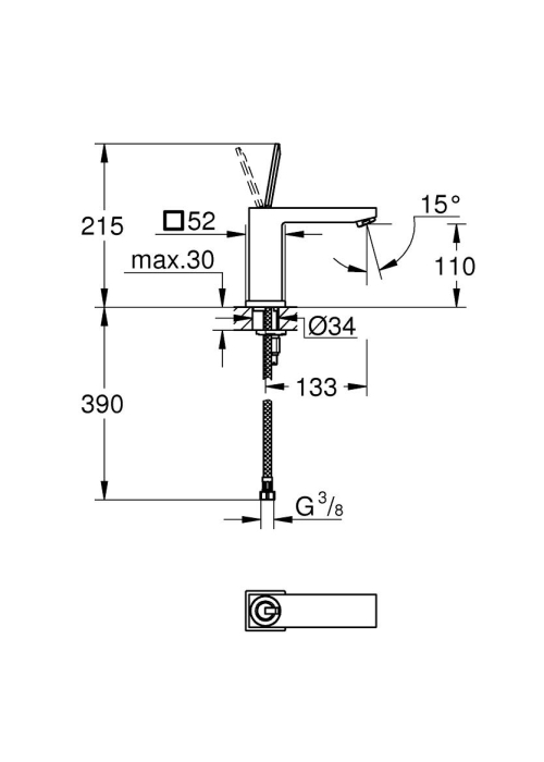 Змішувач для раковини Grohe Eurocube Joy 23658000