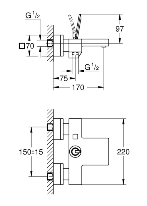 Змішувач для ванни Grohe Eurocube Joy 23666000