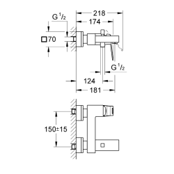 Смеситель для ванны Grohe EUROCUBE 23140000