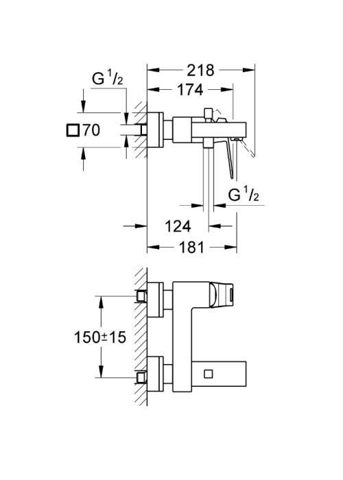 Смеситель для ванны Grohe EUROCUBE 23140000