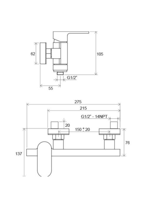 Змішувач для душу без лійки 150 мм Ravak Chrome CR 032.00/150, X070043