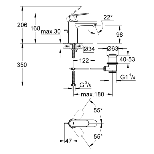 Змішувач для раковини Grohe EUROSMART Cosmopolitan 23325000 M-Size