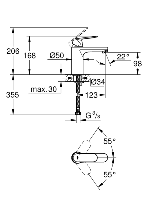 Смеситель для раковины Grohe EUROSMART Cosmopolitan 23327000 M-Size