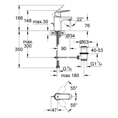 Змішувач для раковини Grohe EuroSmart Cosmopolitan 32825000 S-Size