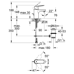 Змішувач для раковини Grohe EUROSMART Cosmopolitan 3282500E S-Size