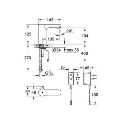 Інфрачервоний змішувач для раковини Grohe EUROSMART Cosmopolitan E 36325000