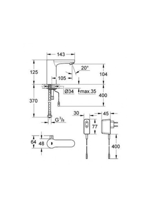 Інфрачервоний змішувач для раковини Grohe EUROSMART Cosmopolitan E 36325000