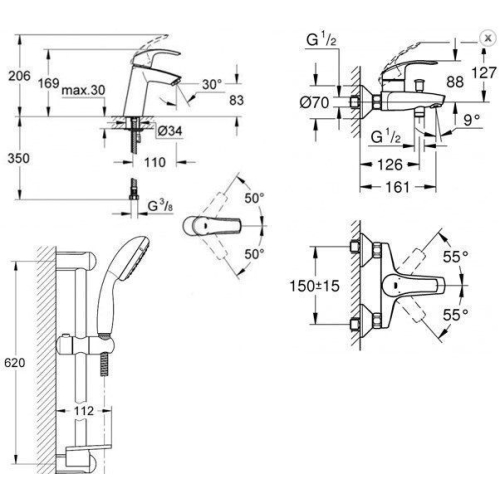 Набір змішувачів GROHE Eurosmart, 123246М