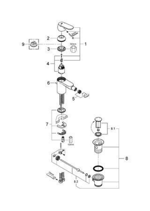 Змішувач одноважільний для біде DN 15 S-Size Grohe EUROSMART Cosmopolitan, хром