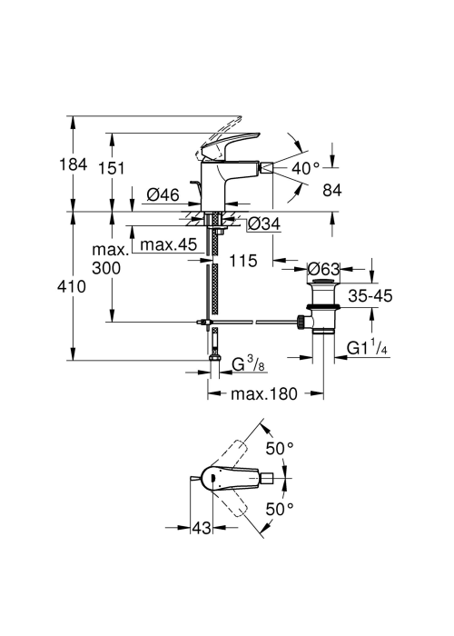 Змішувач для біде Grohe EuroEco, 23263001