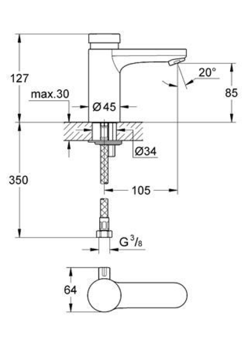 Порционный смеситель для раковины Grohe Eurosmart Cosmopolitan S 36317000