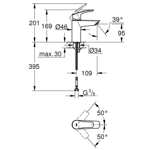 Змішувач для раковини Grohe Eurosmart 32467003 S-Size