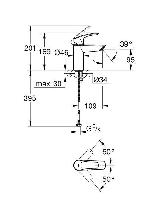 Змішувач для раковини Grohe Eurosmart 32467003 S-Size