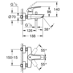 Змішувач для ванни Grohe Eurosmart, 33300003