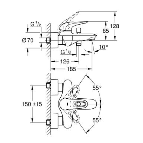 Змішувач для ванни Grohe Eurostyle, 33591003