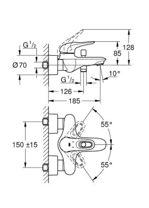 Змішувач для ванни Grohe Eurostyle, 33591003