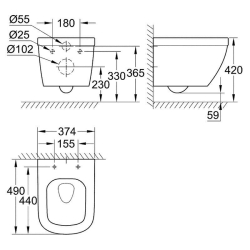 Унітаз  скорочений підвісний Grohe Euro Ceramic 39206000 + сидіння Slow closing 39458000