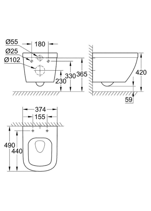 Унітаз  скорочений підвісний Grohe Euro Ceramic 39206000 + сидіння Slow closing 39458000