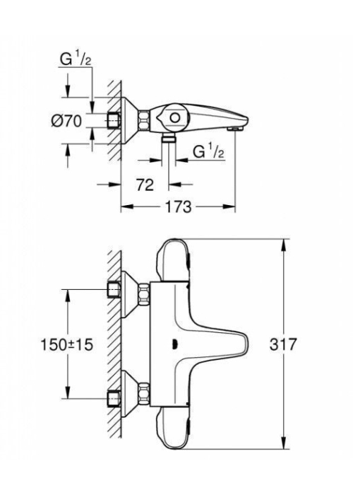 Термостат для ванны Grohe Grohtherm 1000, 34155003U SHOWROOM