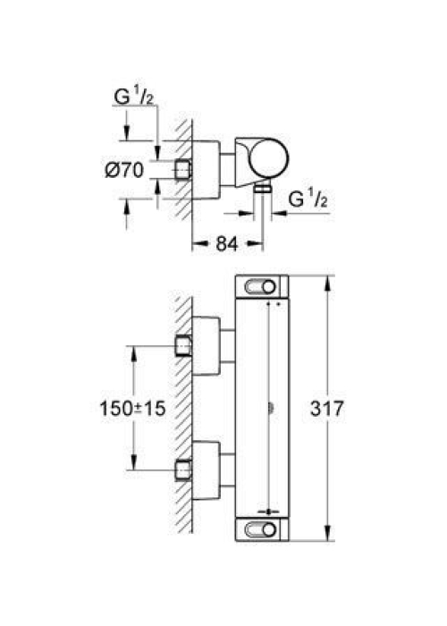 Смеситель-термостат для душа Grohe GROHTHERM 2000 34169001