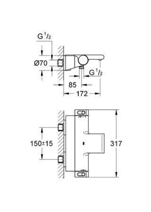 Смеситель-термостат для ванны Grohe GROHTHERM 2000 NEW 34464001