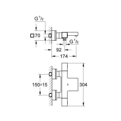 Смеситель-термостат для ванны DN 15 Grohe GROHTHERM  Cube 34497000