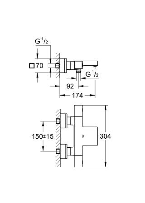 Смеситель-термостат для ванны DN 15 Grohe GROHTHERM  Cube 34497000