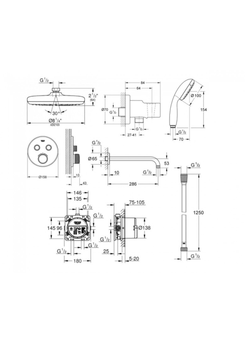 Душевая система GROHE EuroSmart, 34614SC4