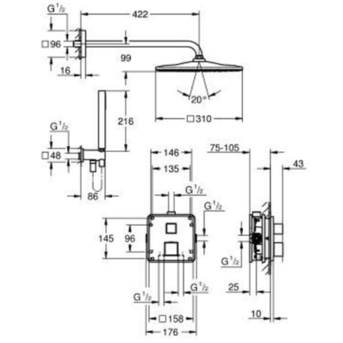 Комплект прихованого монтажу для душу Grohe Grohterm 34868000