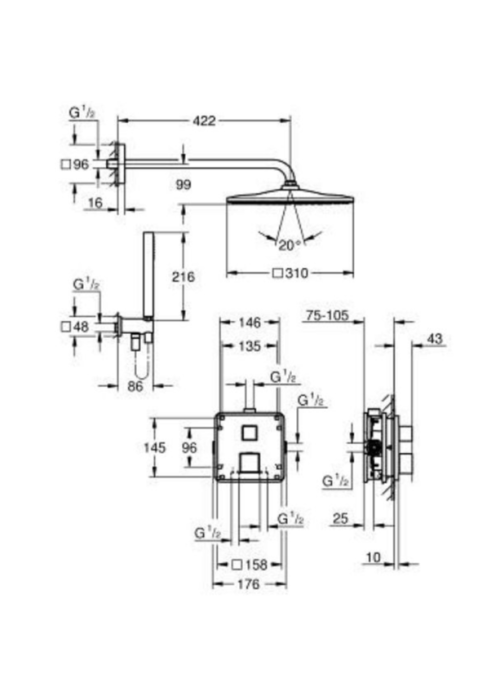 Комплект прихованого монтажу для душу Grohe Grohterm 34868000