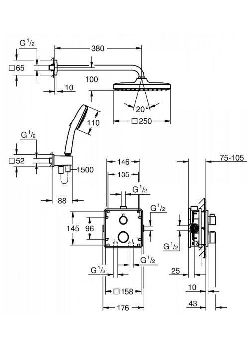 Комплект прихованого монтажу для душу Grohe Grohterm 34871000