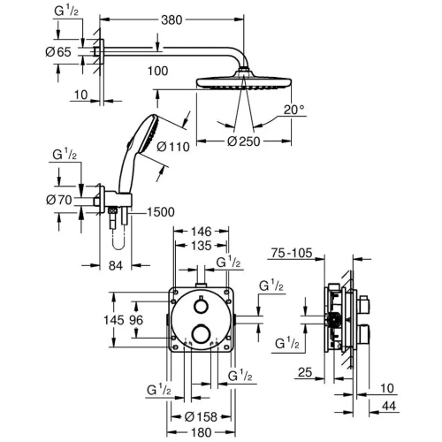 Комплект прихованого монтажу для душу Grohe Grohterm 34872000