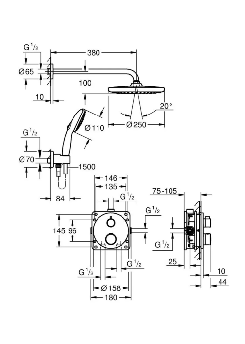 Комплект прихованого монтажу для душу Grohe Grohterm 34872000