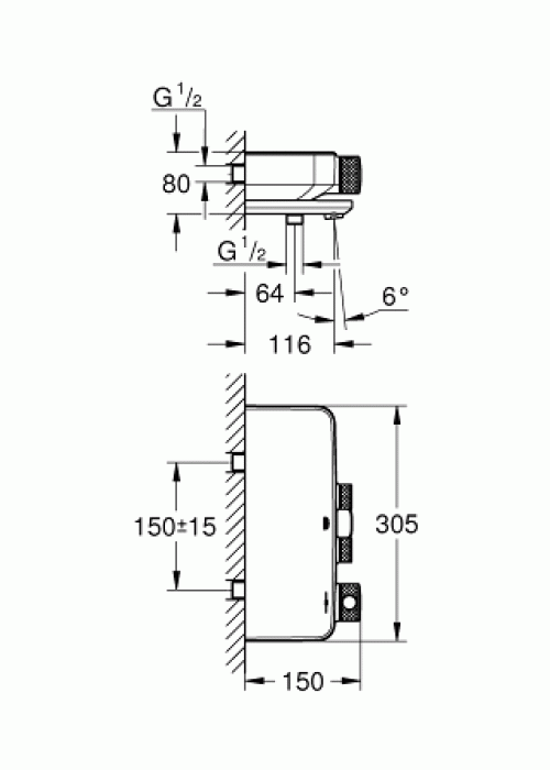 Смеситель-термостат для ванны и душа Grohe Grohtherm SmartControl, 34718000