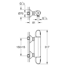 Смеситель-термостат для душа, Grohe GROHTHERM 1000, 34143003