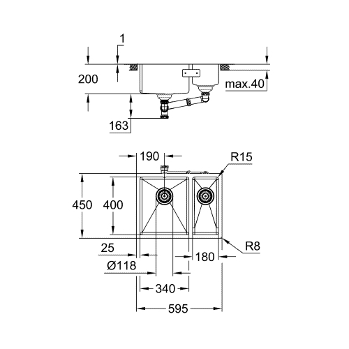 Кухонна мийка Grohe Sink K700U 31577SD1, виставковий зразок