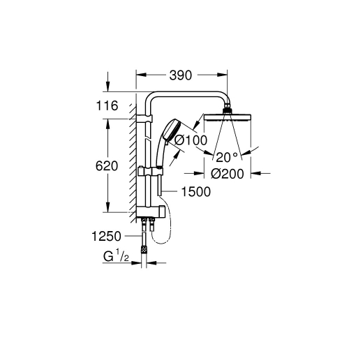 Душова система Grohe New Tempesta System 200 27389002