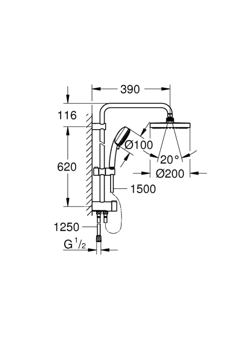 Душова система Grohe New Tempesta System 200 27389002