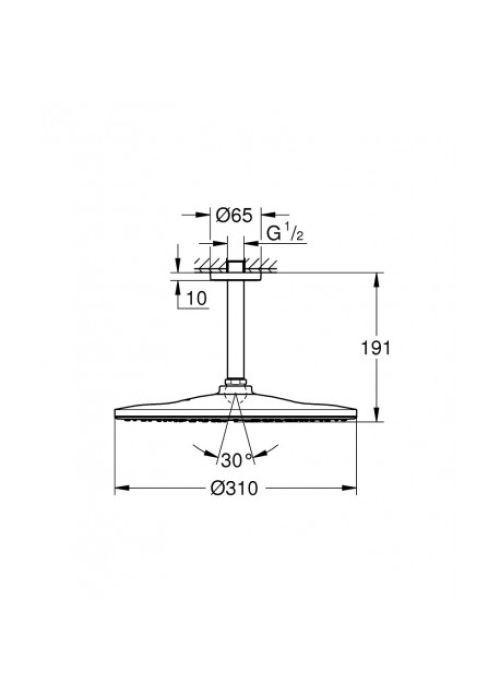 Верхній душ GROHE Rainshower Cosmopolitan 310 з душовим кронштейном, 26560000