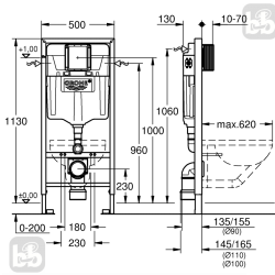 Комплект: Інсталяційна система Grohe Rapid SL 38772001 + підвісний унітаз ROZKOS TWIST з кришкою, 38772001+c06310103