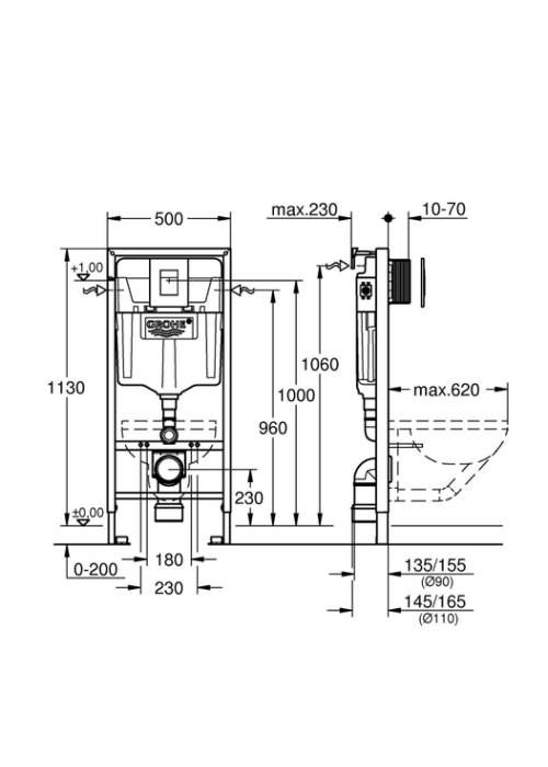 Інсталяція для унітазу Grohe Rapid SL 3 в 1 з білою  кнопкою (38772SH0)