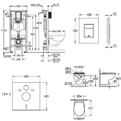 Комплект Grohe Solido 4 в 1 з унітазом Bau Ceramic, 39586000