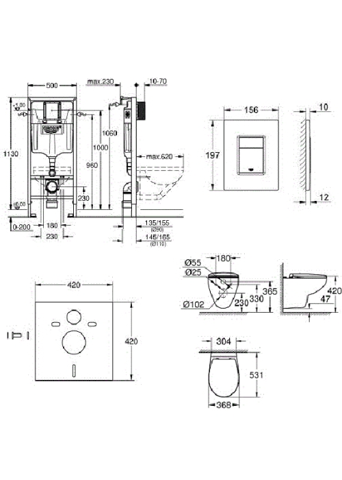 Комплект Grohe Solido 4 в 1 з унітазом Bau Ceramic, 39586000