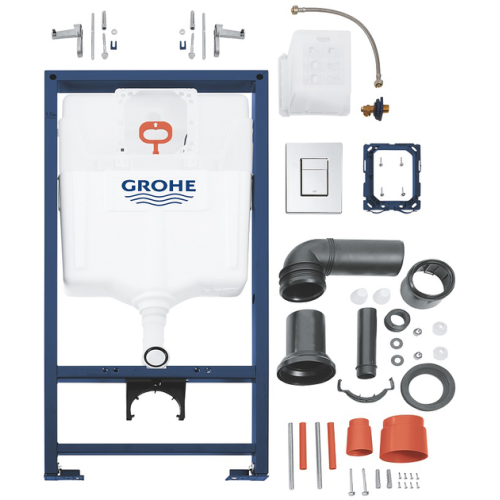 Комплект: Інсталяція GROHE Rapid SL 38772001 з панеллю змиву Skate Cosmopolitan 38732000 + унітаз DEVIT Linea 3040120 із сидінням Soft Close дюропласт, 38772001+38732000+487356