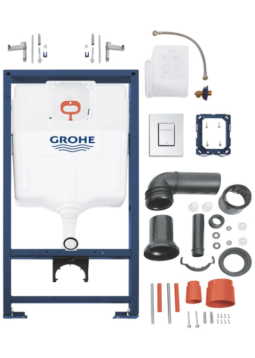 Комплект: Инсталляция GROHE Rapid SL 38772001 c панелью смыва Skate Cosmopolitan 38732000 + унитаз DEVIT Linea 3040120 с сиденьем Soft Close дюропласт, 38772001+38732000+487356