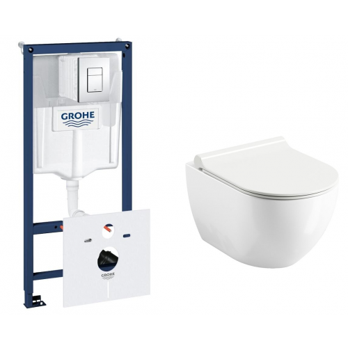 Комплект: Інсталяція Grohe Rapid SL (38772001) та Унітаз підвісний Ravak Uni Chrome RimOff (X01535)