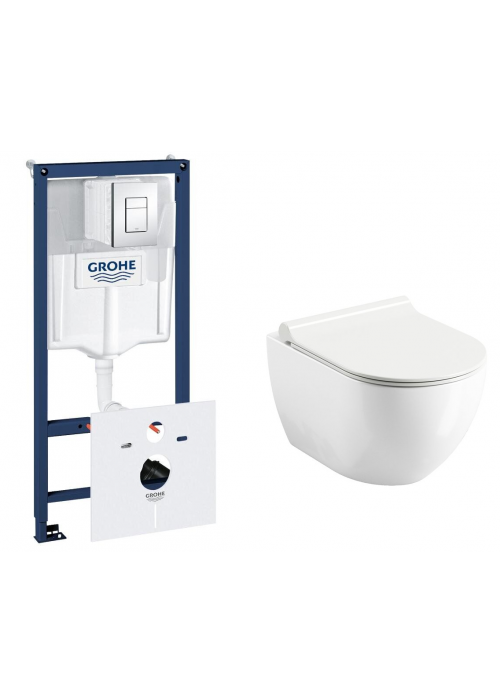 Комплект: Інсталяція Grohe Rapid SL (38772001) та Унітаз підвісний Ravak Uni Chrome RimOff (X01535)