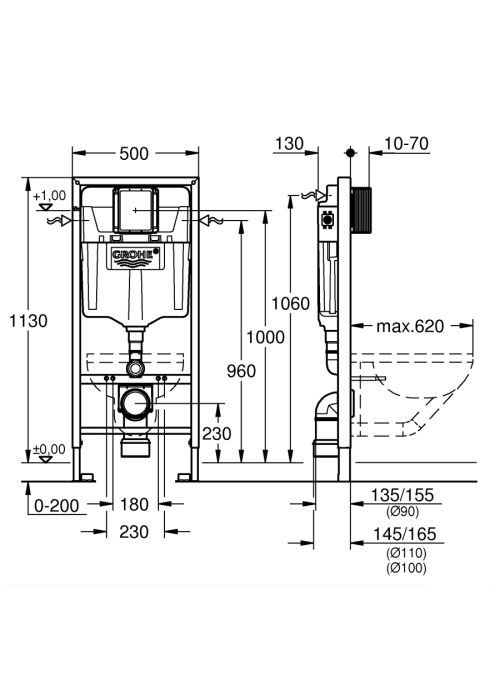 Інсталяція Grohe Rapid SL 3 в 1, для підвісного унітазу, 39501000