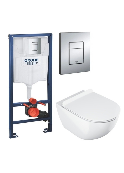 Комплект: Інсталяція Grohe Rapid SL (38772001) та Унітаз підвісний Ravak Uni Chrome RimOff (X01535)